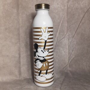 Disney Mickey Mouse Stainless Steel‎ Retro Tumbler with Lid Gold & White